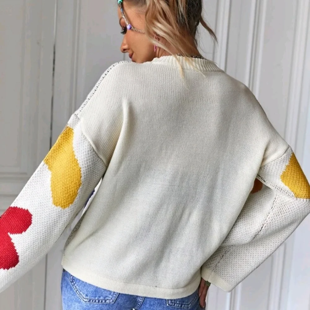 Floral Pattern Drop Shoulder Sweater - Picture 2 of 8